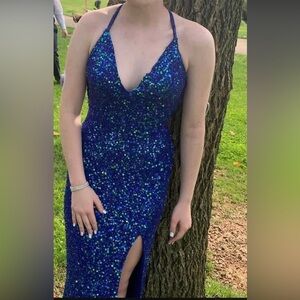 Elegant Blue Sequin Dress